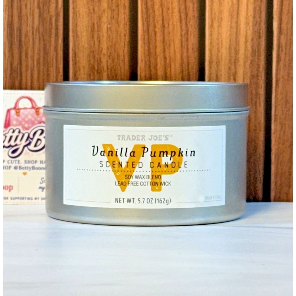 Trader Joe's VAILLA PUMPKIN Scented Candle Tin 5.7 oz (SEASONAL EDITION)